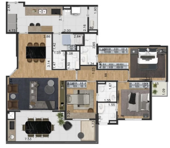 Planta 03 - 3 dorm 128m².png