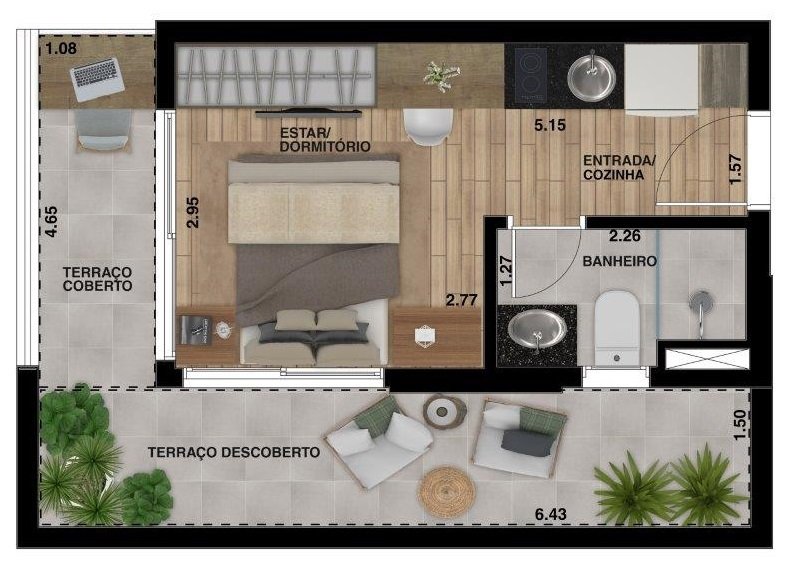 Planta 14 - 1 dorm 32 33m² - garden.jpg