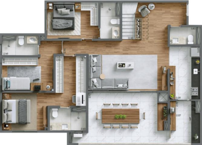 Planta 08 - 4 dorm 240m² - duplex inferior.PNG