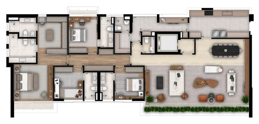 Planta - 293m² - 4 quartos