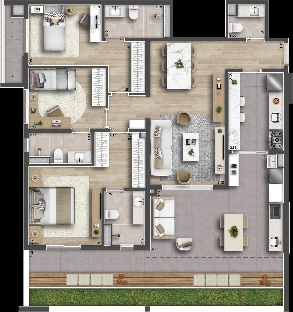 Planta 06 - 3 dorm 148m² - garden.jpg
