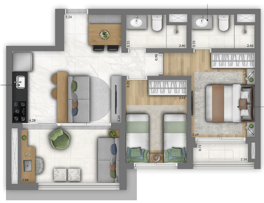 Planta 01 - 2 dorm 61m².png